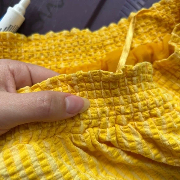 Anthropologie Yellow Strapless Blouse - Picture 7 of 7